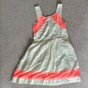 Free People Cream Dreamy Dress with Coral Lace Accents - Size 6